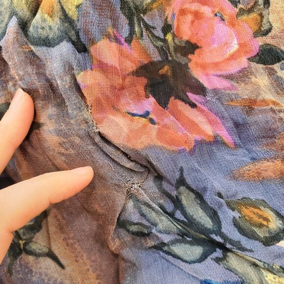 Fairy Grunge Y2k Whimsigoth Dress Womens 8 Dark Floral Button Front Lined Boho - Picture 4 of 14